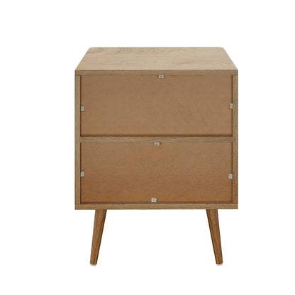 Oikiture Bedside Table 1 Drawer Open Shelf Nightstand Natural-Bedside Tables-PEROZ Accessories