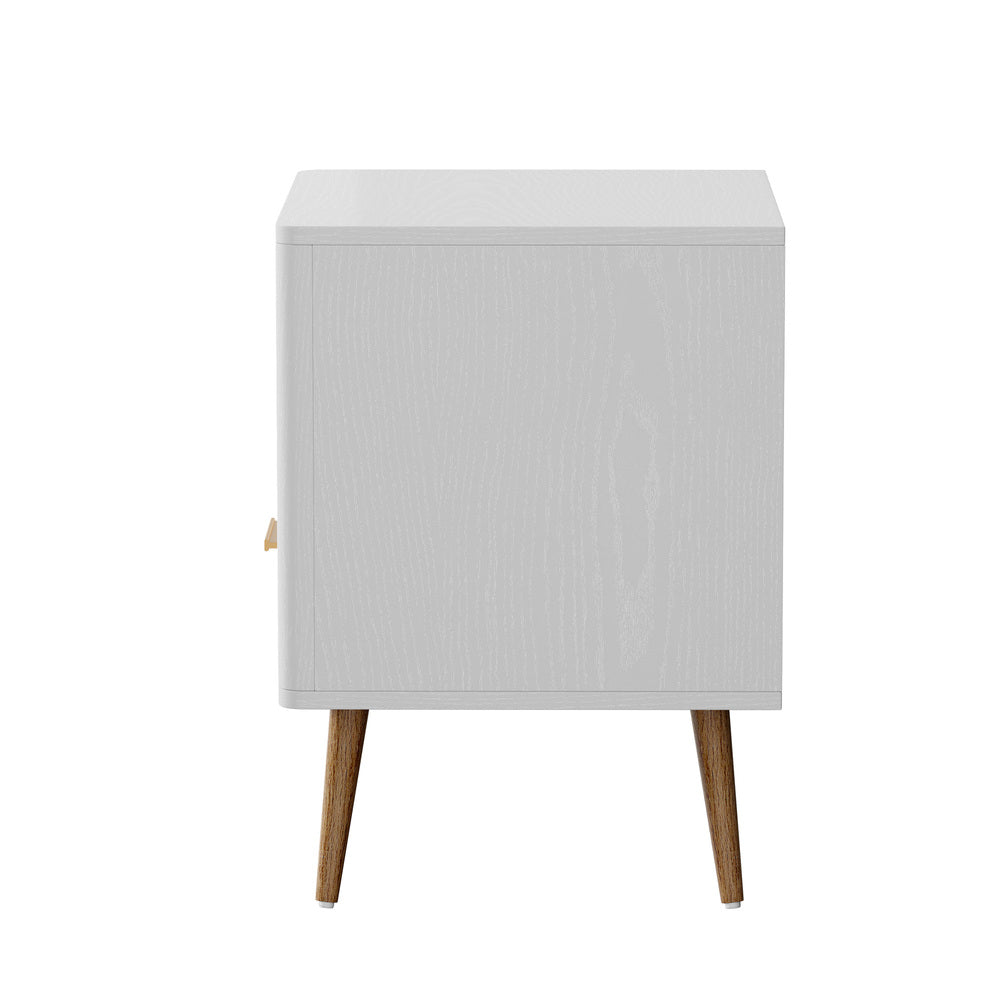 Oikiture Bedside Table 1 Drawer Open Shelf Nightstand White-Bedside Tables-PEROZ Accessories