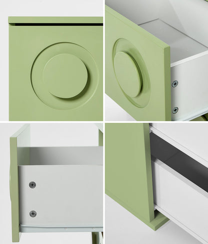 Oikiture Bedside Table 2 Drawers Nightstand Side Storage Cabinet Green-Bedside Table-PEROZ Accessories