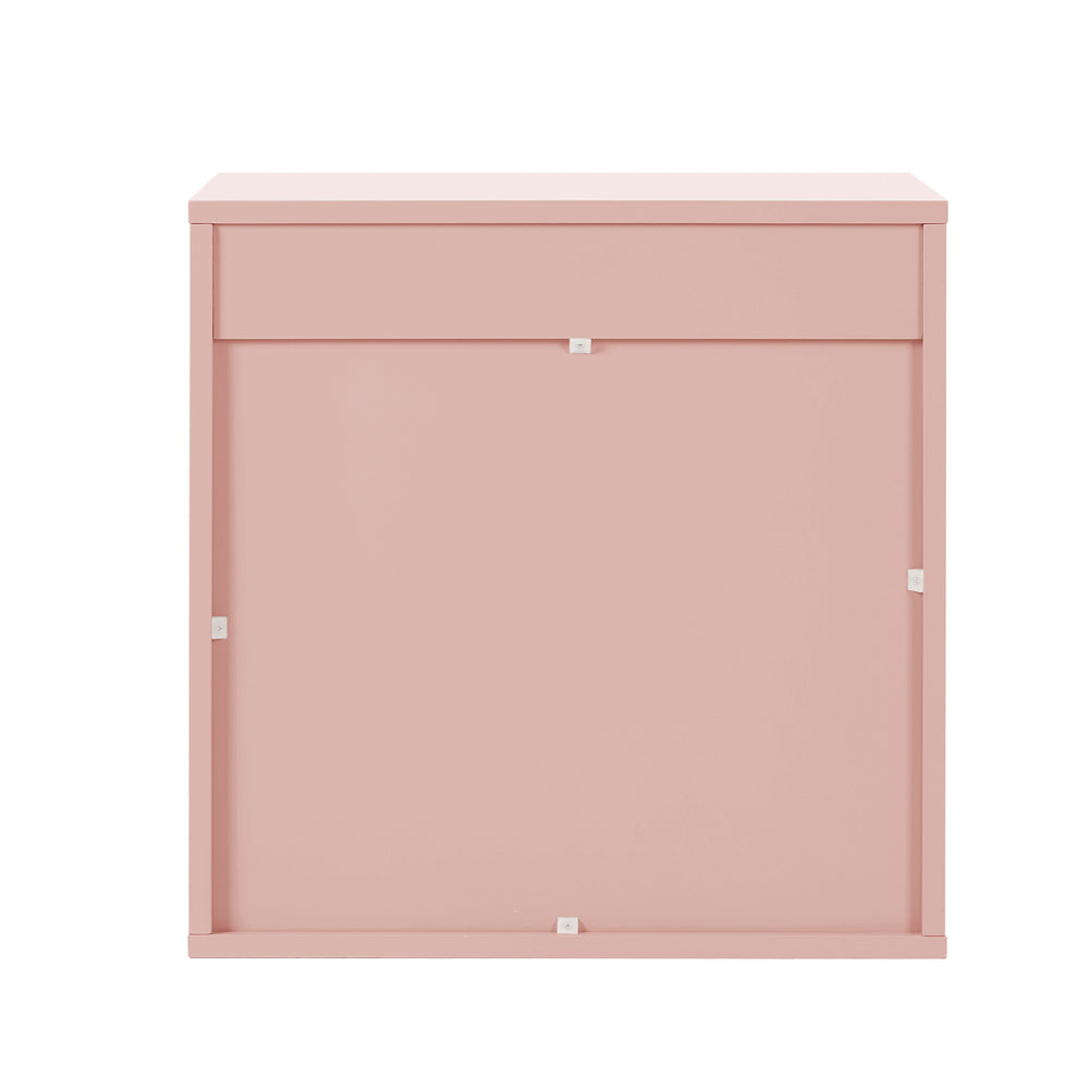 Oikiture Bedside Table 2 Drawers Nightstand Side Storage Cabinet Pink-Bedside Table-PEROZ Accessories