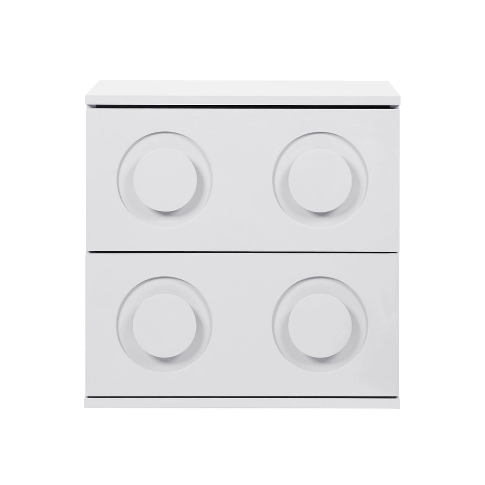 Oikiture Bedside Table 2 Drawers Nightstand Side Storage Cabinet White-Bedside Table-PEROZ Accessories