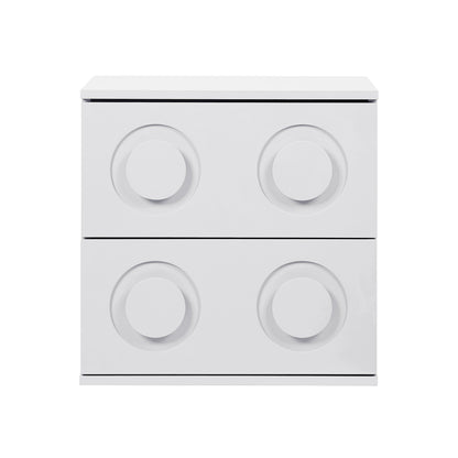 Oikiture Bedside Table 2 Drawers Nightstand Side Storage Cabinet White-Bedside Table-PEROZ Accessories