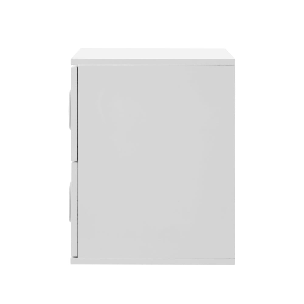 Oikiture Bedside Table 2 Drawers Nightstand Side Storage Cabinet White-Bedside Table-PEROZ Accessories