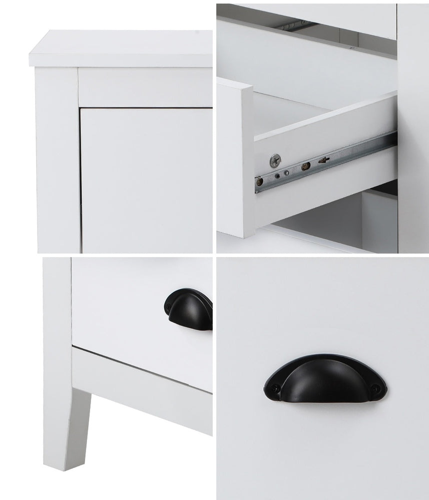 Oikiture Bedside Table 2 Drawers Nightstand Vintage-Bedside Table-PEROZ Accessories