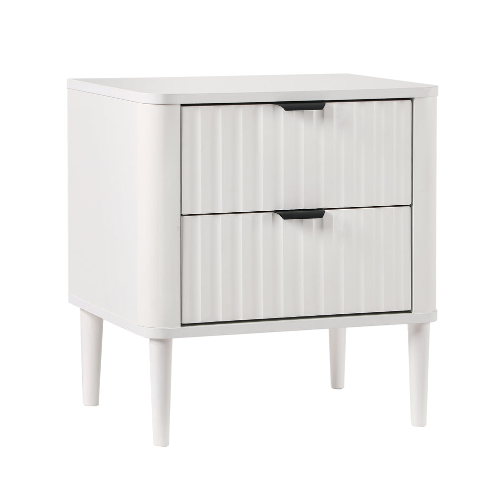 Oikiture Bedside Table 2 Drawers Nightstand White-Bedside Table-PEROZ Accessories