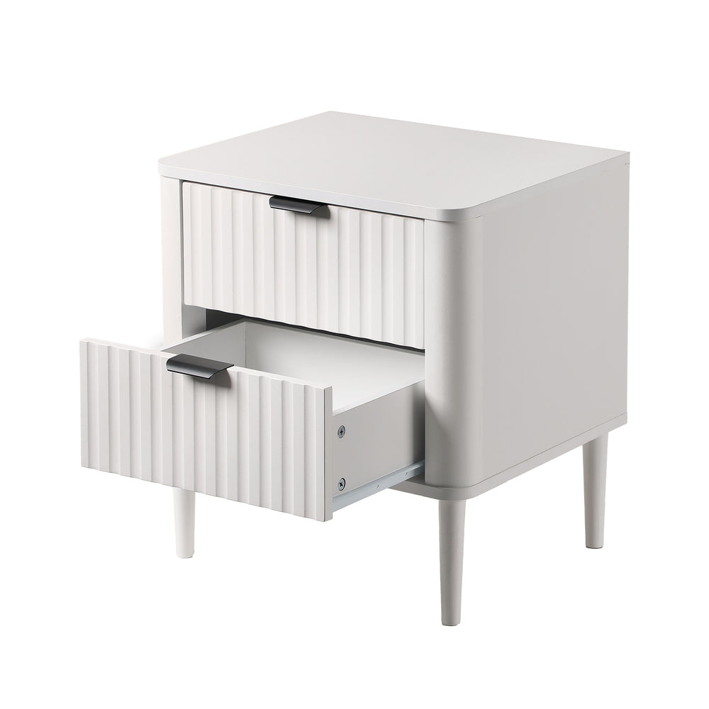 Oikiture Bedside Table 2 Drawers Nightstand White-Bedside Table-PEROZ Accessories