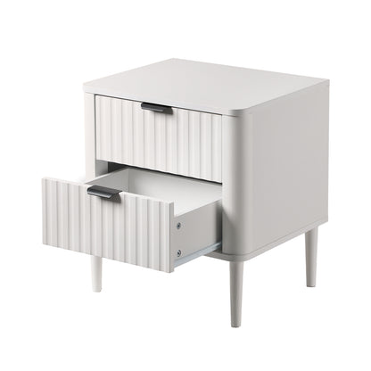 Oikiture Bedside Table 2 Drawers Nightstand White-Bedside Table-PEROZ Accessories
