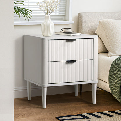 Oikiture Bedside Table 2 Drawers Nightstand White-Bedside Table-PEROZ Accessories