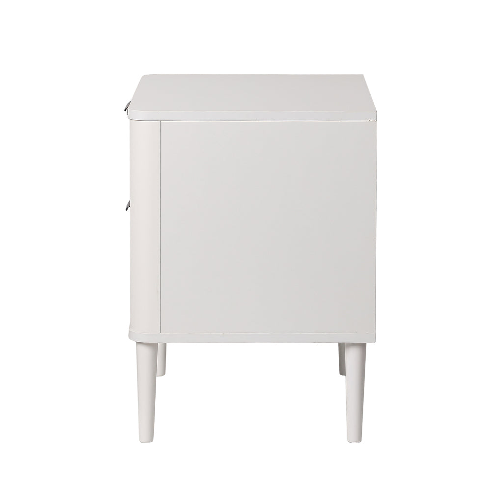 Oikiture Bedside Table 2 Drawers Nightstand White-Bedside Table-PEROZ Accessories