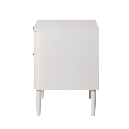 Oikiture Bedside Table 2 Drawers Nightstand White-Bedside Table-PEROZ Accessories