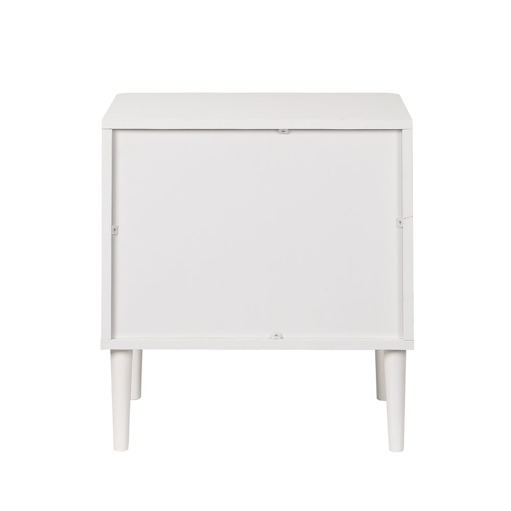 Oikiture Bedside Table 2 Drawers Nightstand White-Bedside Table-PEROZ Accessories