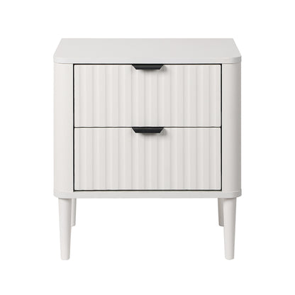 Oikiture Bedside Table 2 Drawers Nightstand White-Bedside Table-PEROZ Accessories