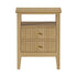 Oikiture Bedside Table 2 Drawers Open Shelf Nightstand Natural-Bedside Tables-PEROZ Accessories