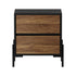 Oikiture Bedside Table 2 Drawers Side End Nightstand Walnut-Bedside Table-PEROZ Accessories