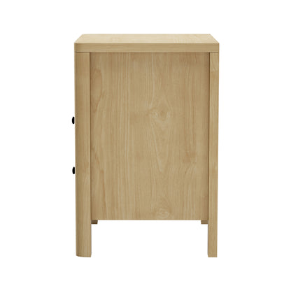 Oikiture Bedside Table 2 Drawers Side End Tables Open Shelf Natural-Bedside Tables-PEROZ Accessories