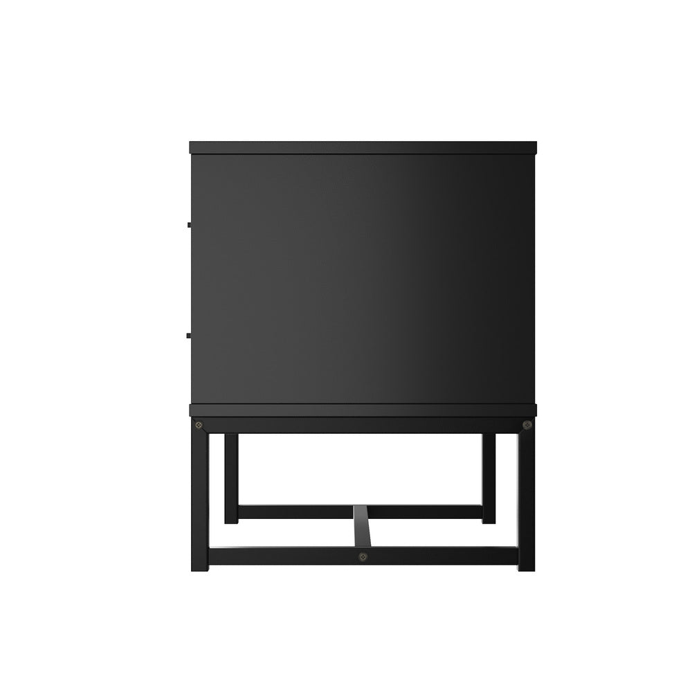 Oikiture Bedside Table 2 Drawers Storage Metal Industrial-Bedside Table-PEROZ Accessories