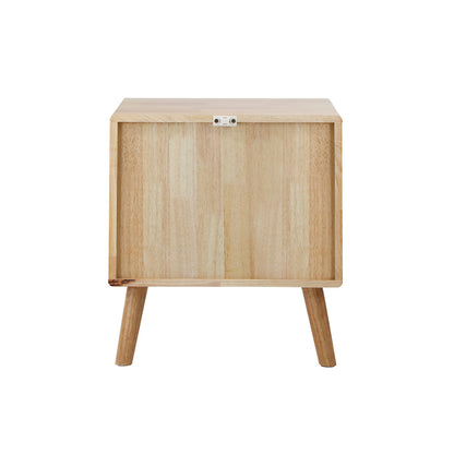 Oikiture Bedside Table 2 Drawers Storage Rubber Wood-Bedside Table-PEROZ Accessories