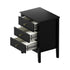 Oikiture Bedside Table 3 Drawers Side End Nightstand Black-Bedside Table-PEROZ Accessories