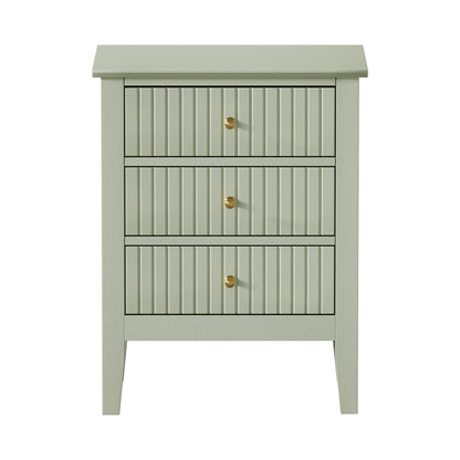 Oikiture Bedside Table 3 Drawers Side End Nightstand Green-Bedside Table-PEROZ Accessories