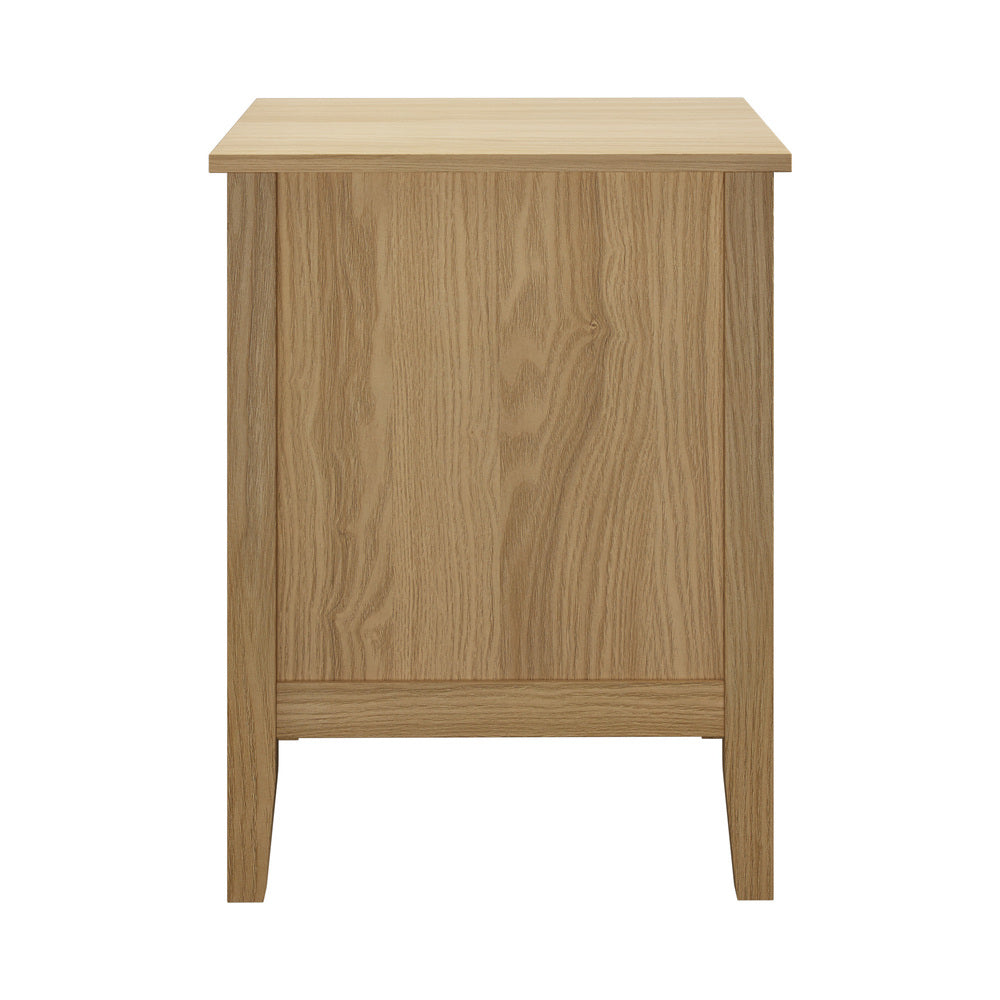 Oikiture Bedside Table 3 Drawers Side End Nightstand Natural-Bedside Table-PEROZ Accessories