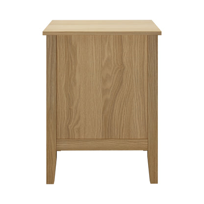 Oikiture Bedside Table 3 Drawers Side End Nightstand Natural-Bedside Table-PEROZ Accessories