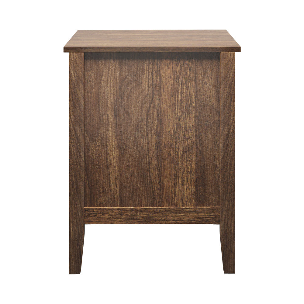 Oikiture Bedside Table 3 Drawers Side End Nightstand Walnut-Bedside Table-PEROZ Accessories