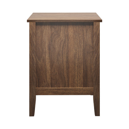 Oikiture Bedside Table 3 Drawers Side End Nightstand Walnut-Bedside Table-PEROZ Accessories