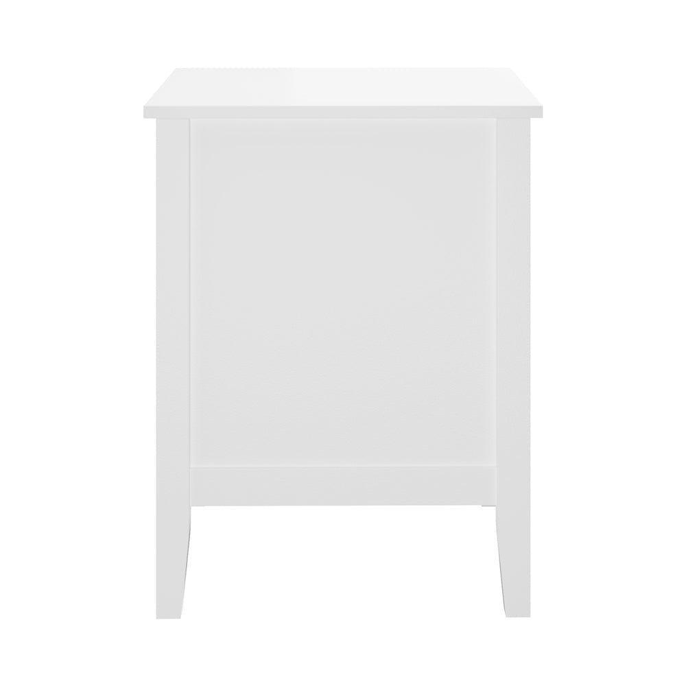 Oikiture Bedside Table 3 Drawers Side End Nightstand White-Bedside Table-PEROZ Accessories