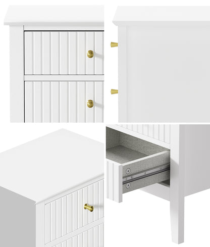 Oikiture Bedside Table 3 Drawers Side End Nightstand White-Bedside Table-PEROZ Accessories