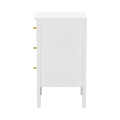 Oikiture Bedside Table 3 Drawers Side End Nightstand White-Bedside Table-PEROZ Accessories