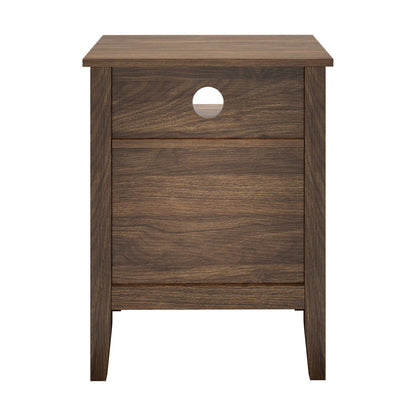 Oikiture Bedside Table Nightstand 2 Drawer with Storage Cabinet Walnut-Bedside Table-PEROZ Accessories