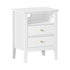Oikiture Bedside Table Nightstand 2 Drawer with Storage Cabinet White-Bedside Table-PEROZ Accessories