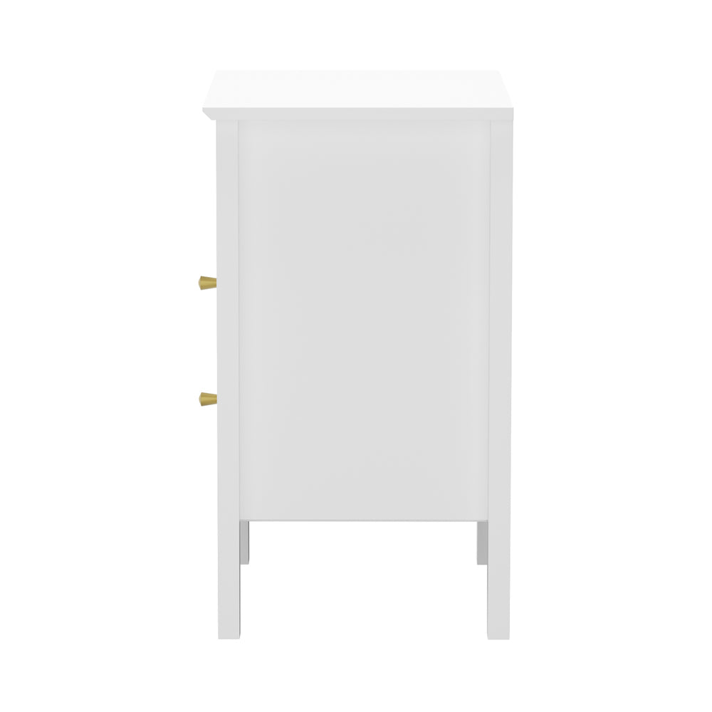 Oikiture Bedside Table Nightstand 2 Drawer with Storage Cabinet White-Bedside Table-PEROZ Accessories