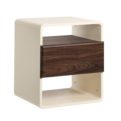 Oikiture Bedside Table With Drawer Open Shelves Retro-Modern-Bedside Table-PEROZ Accessories