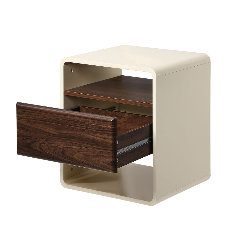 Oikiture Bedside Table With Drawer Open Shelves Retro-Modern-Bedside Table-PEROZ Accessories