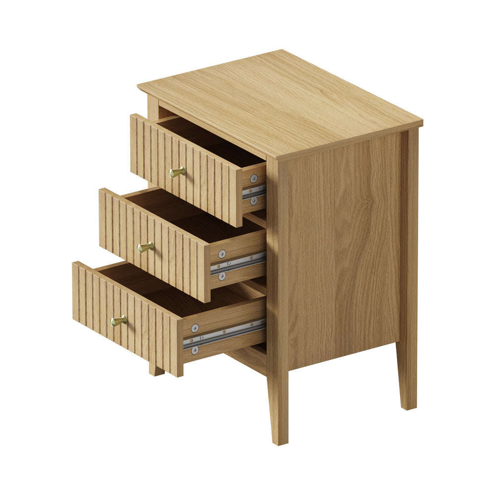 Oikiture Bedside Tables Set of 2 Side End Nightstand Natural-Bedside Table-PEROZ Accessories