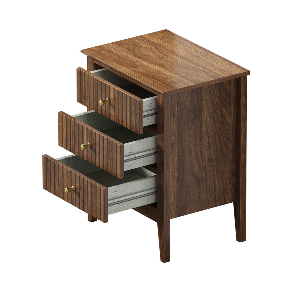 Oikiture Bedside Tables Set of 2 Side End Nightstand Walnut-Bedside Table-PEROZ Accessories