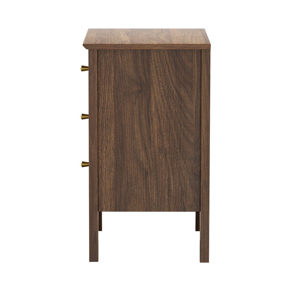 Oikiture Bedside Tables Set of 2 Side End Nightstand Walnut-Bedside Table-PEROZ Accessories