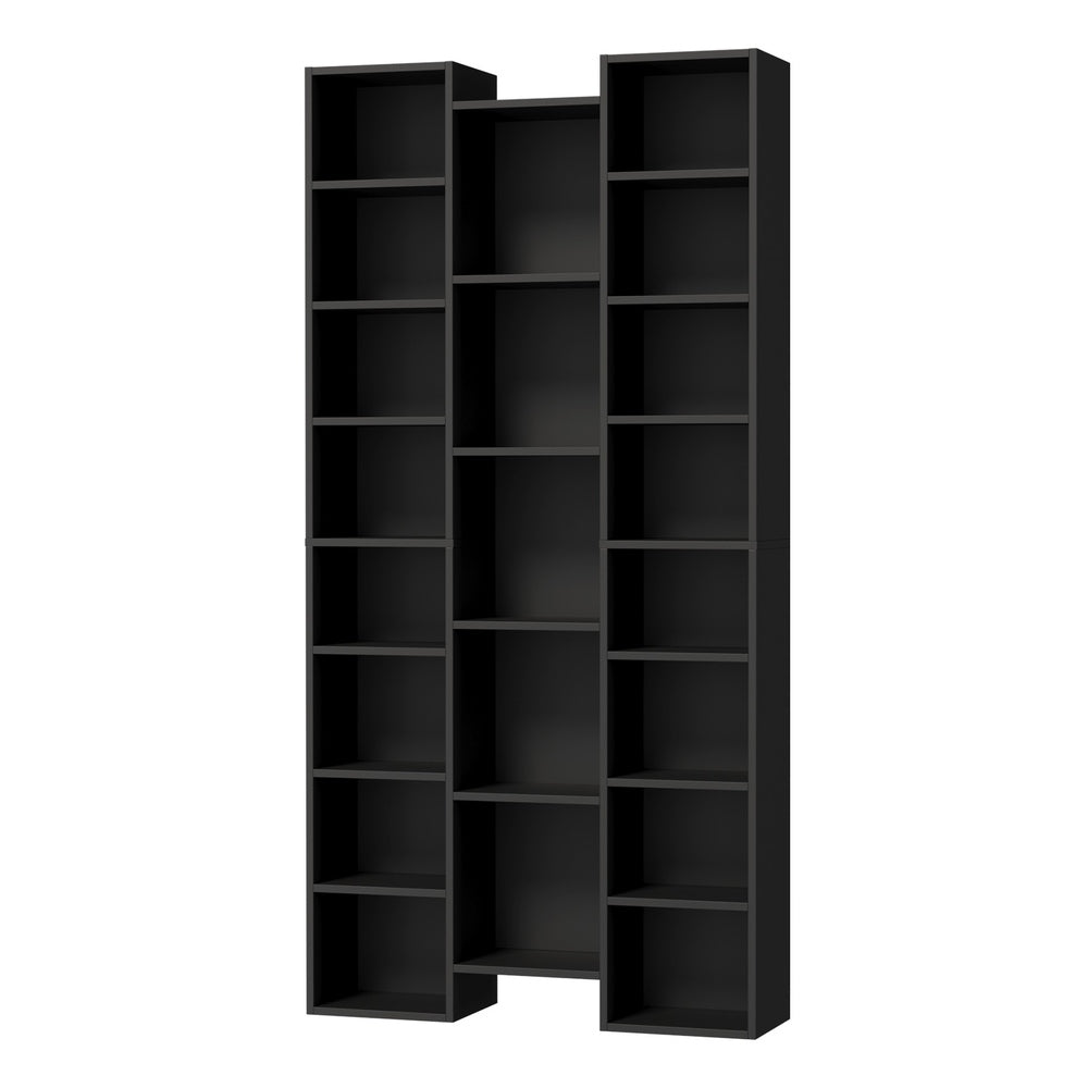 Oikiture Bookshelf Display Shelf CD DVD Storage Media Rack Black-Display Shelf-PEROZ Accessories