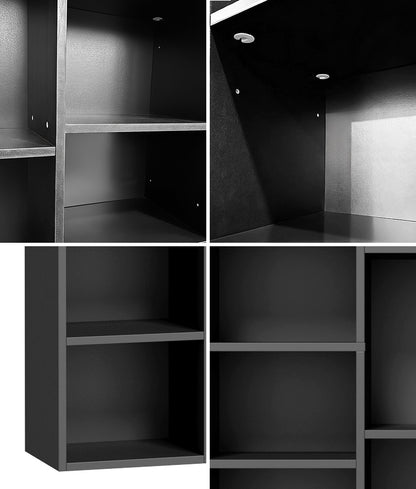 Oikiture Bookshelf Display Shelf CD DVD Storage Media Rack Black-Display Shelf-PEROZ Accessories