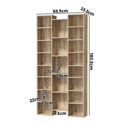 Oikiture Bookshelf Display Shelf CD DVD Storage Media Rack Natural-Display Shelf-PEROZ Accessories