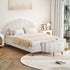Oikiture Boucle Bed Frame with Ottoman Set Scallop Shaped Sherpa Bedhead Double-Bed Frames-PEROZ Accessories