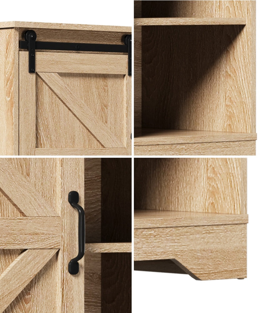 Oikiture Buffet Sideboard Cabinet Pantry Storage Cupboard Sliding Door Natural-Sideboard-PEROZ Accessories