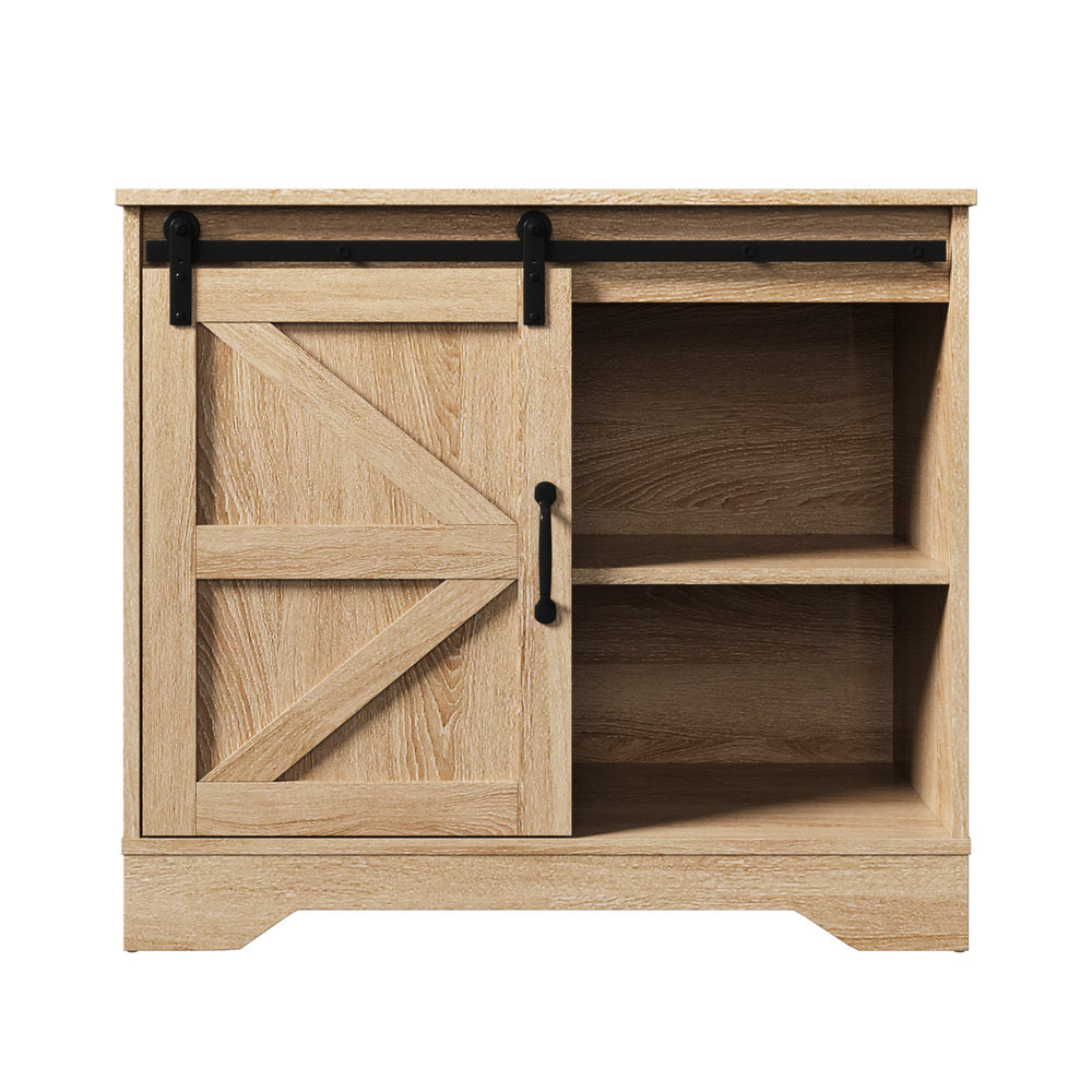Oikiture Buffet Sideboard Cabinet Pantry Storage Cupboard Sliding Door Natural-Sideboard-PEROZ Accessories