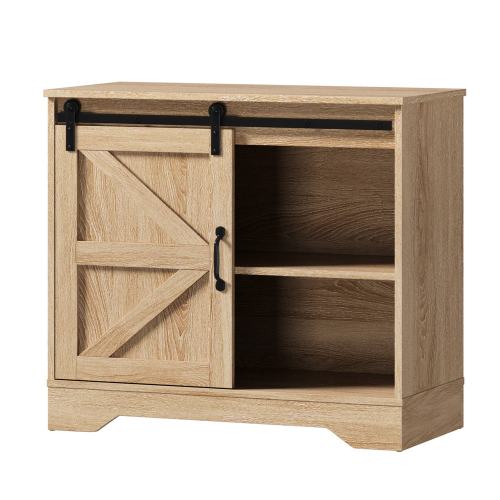 Oikiture Buffet Sideboard Cabinet Pantry Storage Cupboard Sliding Door Natural-Sideboard-PEROZ Accessories
