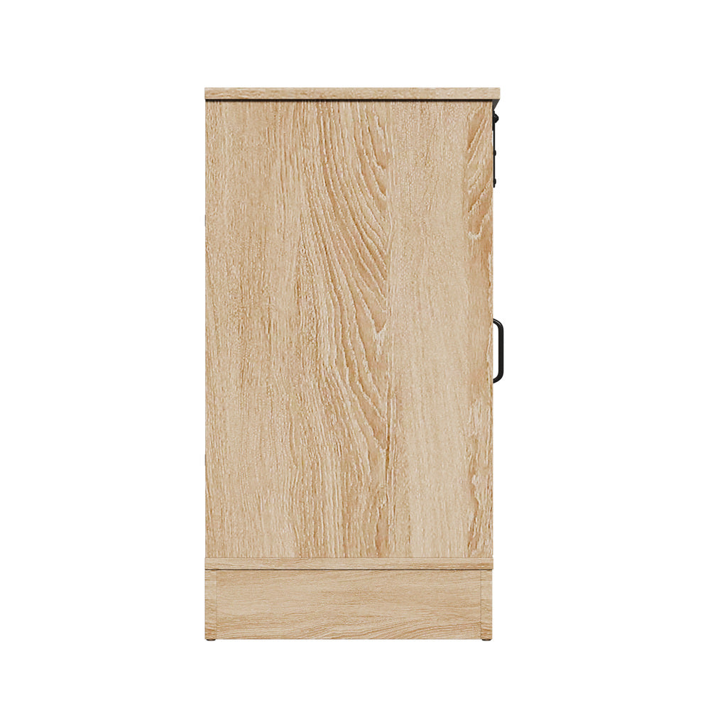 Oikiture Buffet Sideboard Cabinet Pantry Storage Cupboard Sliding Door Natural-Sideboard-PEROZ Accessories