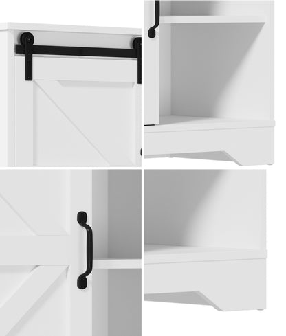 Oikiture Buffet Sideboard Cabinet Pantry Storage Cupboard Sliding Door White-Sideboard-PEROZ Accessories
