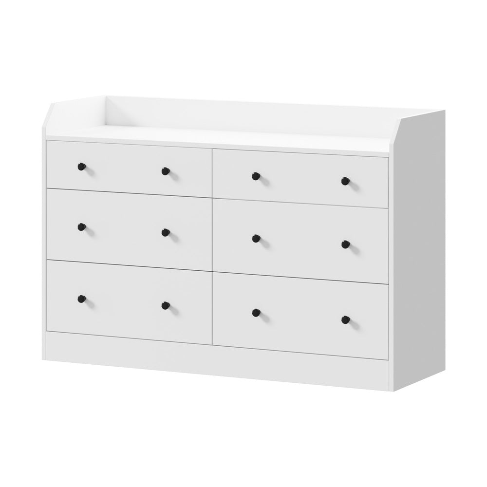 Oikiture Buffet Sideboard Hamptons Style 6 Drawers White-Sideboard-PEROZ Accessories