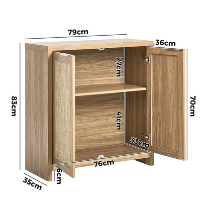 Oikiture Buffet Sideboard Rattan Storage Cabinet Kitchen Hallway Table-Sideboard-PEROZ Accessories