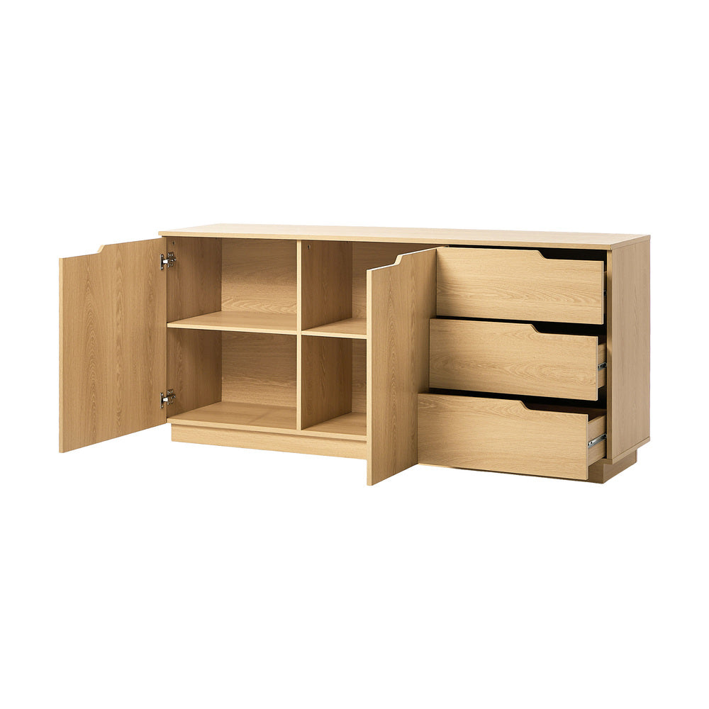 Oikiture Buffet Sideboard Storage Cabinet 3 Drawers Cupboard-Sideboard-PEROZ Accessories